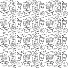 seamless pattern with school icons