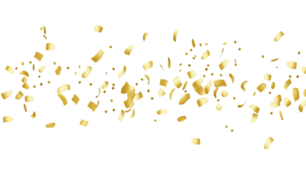 Gold Confetti Falling On Black Background For Celebration Illustration