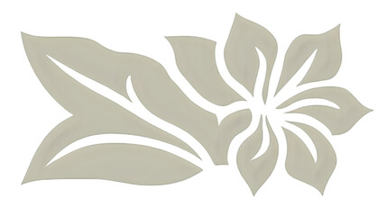 Floral Illustration Of A Leaf And Flower In Grey On Transparent Background