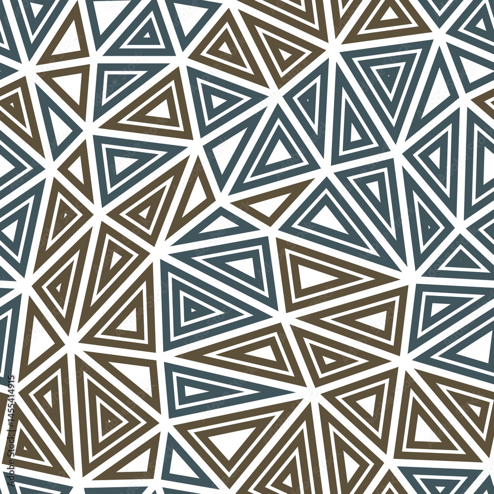 Poster triangles pattern. multiple repeated inner triangles. large shape size. multiple colors style. seaml