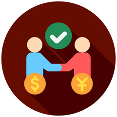 Dispute Resolution mini illustration rounded flat color icon, use for trade wars, economy, business, finance, economic competition, UI, UX kit, app and web development, digital or print.