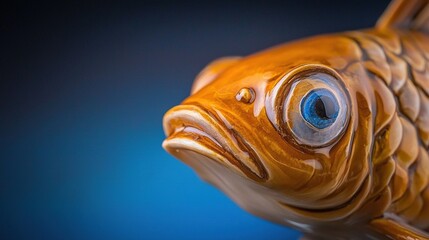Close-up of a decorative ceramic fish figurine.