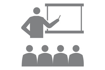 Meeting Room Icon with three people discussing at a table. Meeting icon vector art, conversation icon vector art. Team business meeting with teamwork and collaboration flat vector icon for apps.