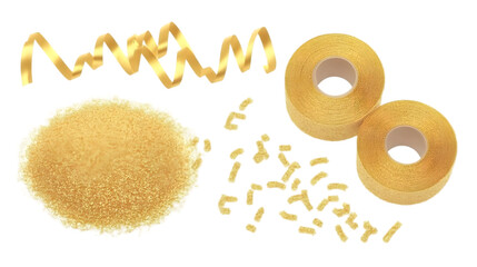 Gold Ornaments and Abstract Elements Isolated on Transparent Background