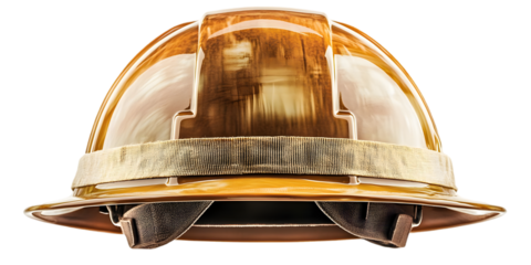 Golden Construction Helmet Illustration on Transparent Isolated Background