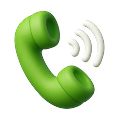 Bright green vintage telephone receiver emitting stylized sound waves for communication.