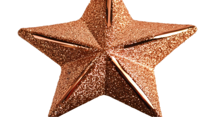 Golden Glitter Star Isolated On Transparent Background Ornament Decoration Photo