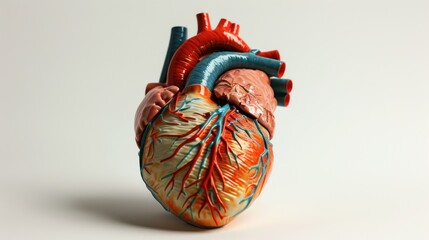 Naklejka premium Anatomical Heart Model with Detailed Vascular Structure and Color