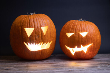 two halloween pumpkin neutral background