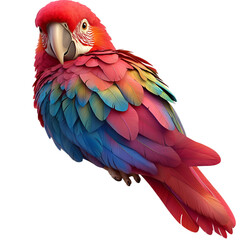 Obraz premium Red parrot macaw colorful exotic bird tropical wildlife beautiful feathers PNG On Transparent Background