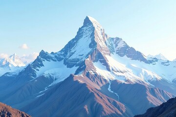 Fototapeta premium Snow-covered mountain peak, pristine white, sharp detail, view, texture