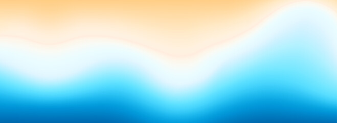 Calm beach gradient background. Abstract ocean sand coast concept. Smooth wavy seaside backdrop. Blurred pastel light blue waves wallpaper. Soft summer sea shore gradient banner. Vector top view © vika_k