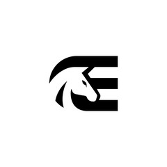 Naklejka premium letter E horse logo