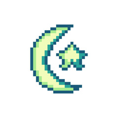 moon and star retro pixel art