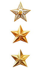 Obraz premium Golden Star Ornaments On Black Background Isolated Illustration Photo