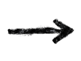 Illustration of a Dark Grungy Right Arrow Isolated on Transparent Background