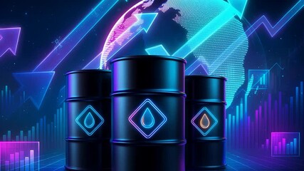 Futuristic Oil Barrels with Glowing Market Graph and Global Elements Representing Petroleum Industry and Energy Economy

 - Powered by Adobe