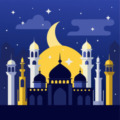 mosque in the night moon