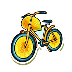 Fototapeta premium Vibrant and Fun Bicycle Design with Lemon and Lime Elements, Perfect for Summer Themes, Fruit Illustrations, and Youthful Vibe on Stock Photo Websites