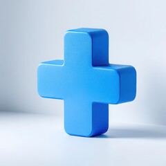 Obraz premium 3D Light blue plus sign symbol isolated on white background