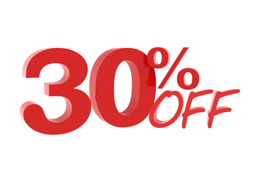 30 percent discount promotion red number 