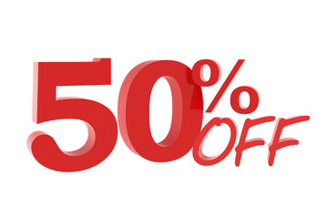 50 percent discount promotion red number 
