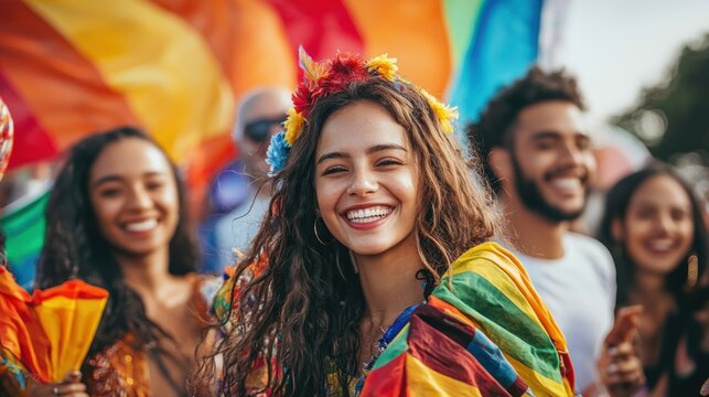 People of different ethnicities celebrating a multicultural festival.