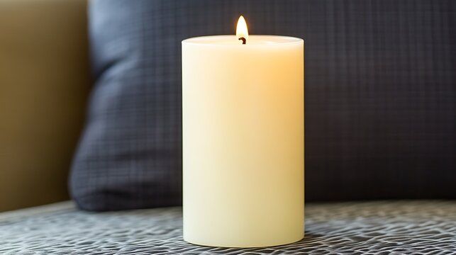 Illuminated Serenity: A Pillar Candle Casting a Warm Glow in Still Life