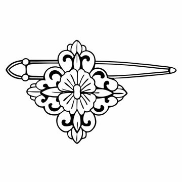 black floral hair clip design clip art preview