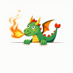 Obraz premium Cartoon little fire dragon blessing