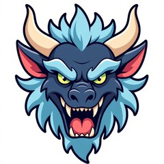 Roaring blue dragon head