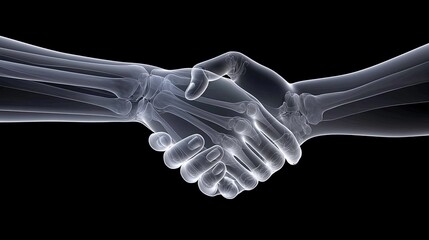 Digital x-ray image of two hands shaking.