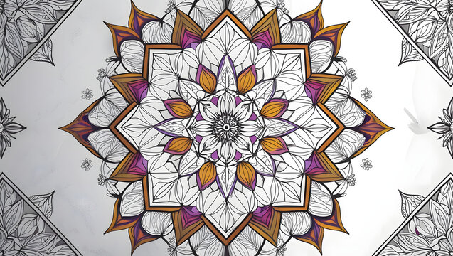 mandara  pattern with flowers