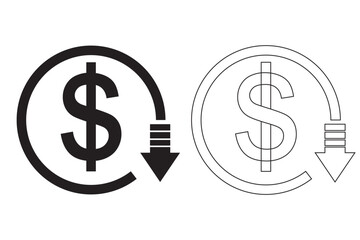 Cost reduction, Cost rising. Cost increase. Price reduced, discount icon. Financial concept. Sign up and down price. Costs cutting and efficiency concept vector design and illustration.