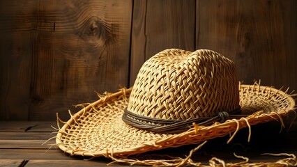 Classic Straw Hat on Wooden Table
Concept of fashion, summer accessory, rustic charm