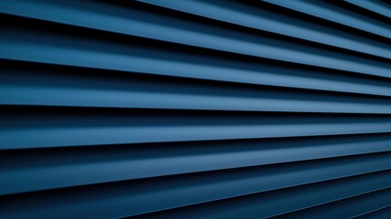 Obraz premium Close-up of blue metal horizontal louvered panels, creating a modern, geometric pattern with light and shadow.