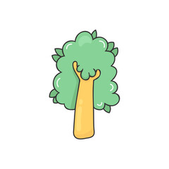 Hand-Drawn Doodle Tree Icon in Green. Simple Line Art. Icon Perfect for nature-themed designs, Earth Day campaigns, or children's educational materials. Isolated Stock Illustration
