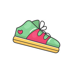 Colorful Doodle Style Sneakers Icon. Isolated Vector Illustration. Perfect for sporty designs or youth-themed projects. On a white background.