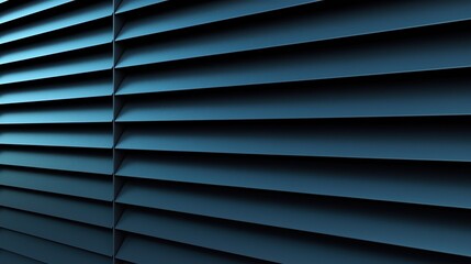 Obraz premium Horizontal blue window blinds with a modern, geometric pattern and dramatic lighting.