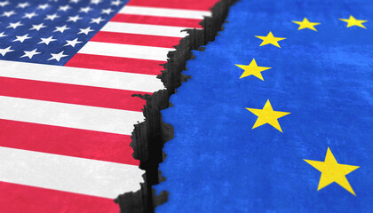 3d render - USA - Europa - Handelskrieg