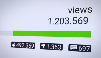 Illustration of a counter for views with like, dislike and comment counter - social media.