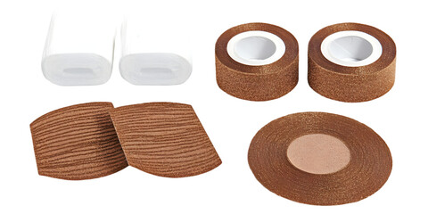 Isolated Elements in Brown and White Design on a Black Transparent Background