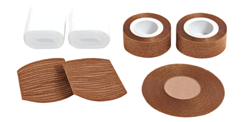 Isolated Elements in Brown and White Design on a Black Transparent Background