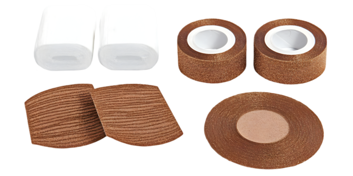 Isolated Elements in Brown and White Design on a Black Transparent Background