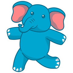 Cute Baby Elephant Character. Vector Cartoon Illustration