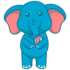 Cute Baby Elephant Character. Vector Cartoon Illustration