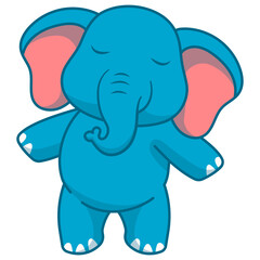 Cute Baby Elephant Character. Vector Cartoon Illustration