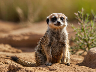 single meerkat on guard