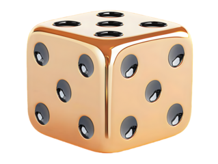 Isolated Golden Dice Illustration on a Transparent Background