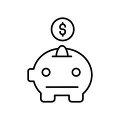 piggy bank with a coin